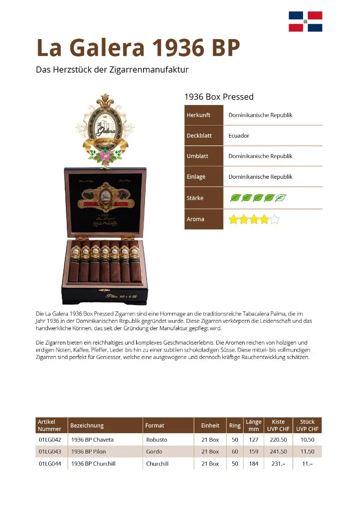 La Galera 1936 Box Pressed