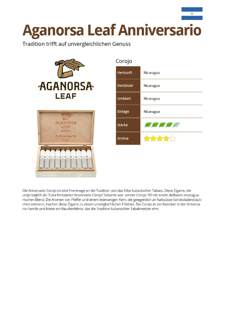 Aganorsa Leaf Anniversario Corojo 