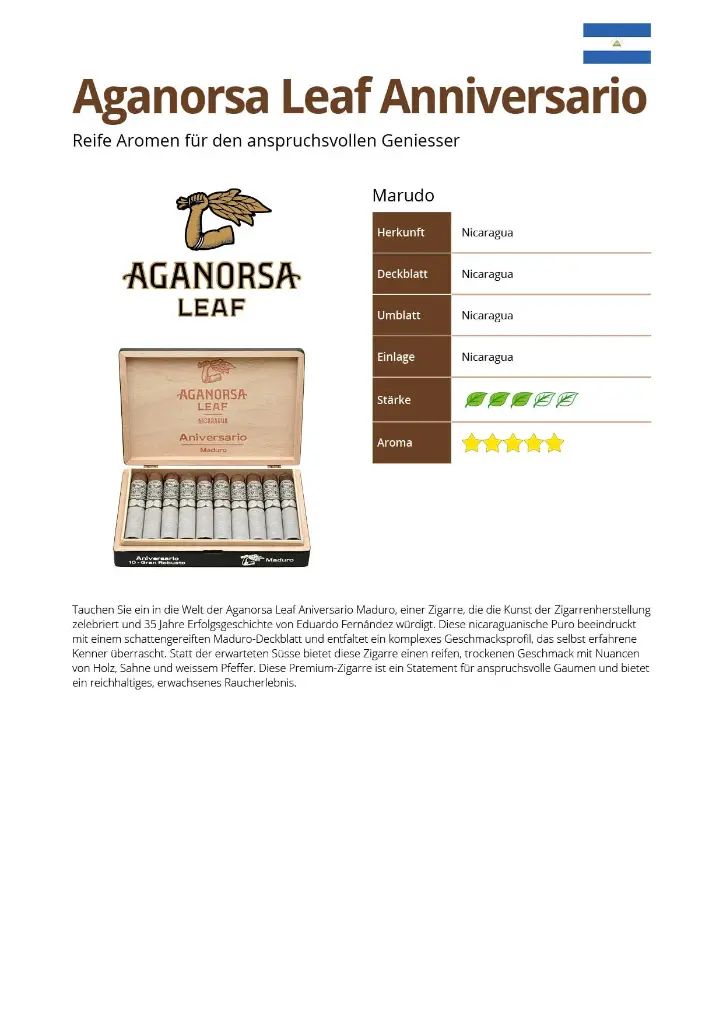 Aganorsa Leaf Anniversario Maduro